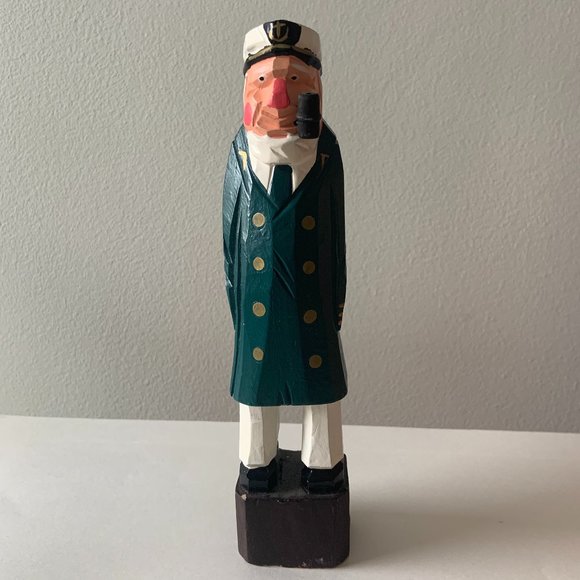 Hand-Painted Drift Wood Sea Ocean Captain Figurine - Picture 1 of 6